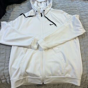 Nike White Zip-Up Hoodie with Black Details